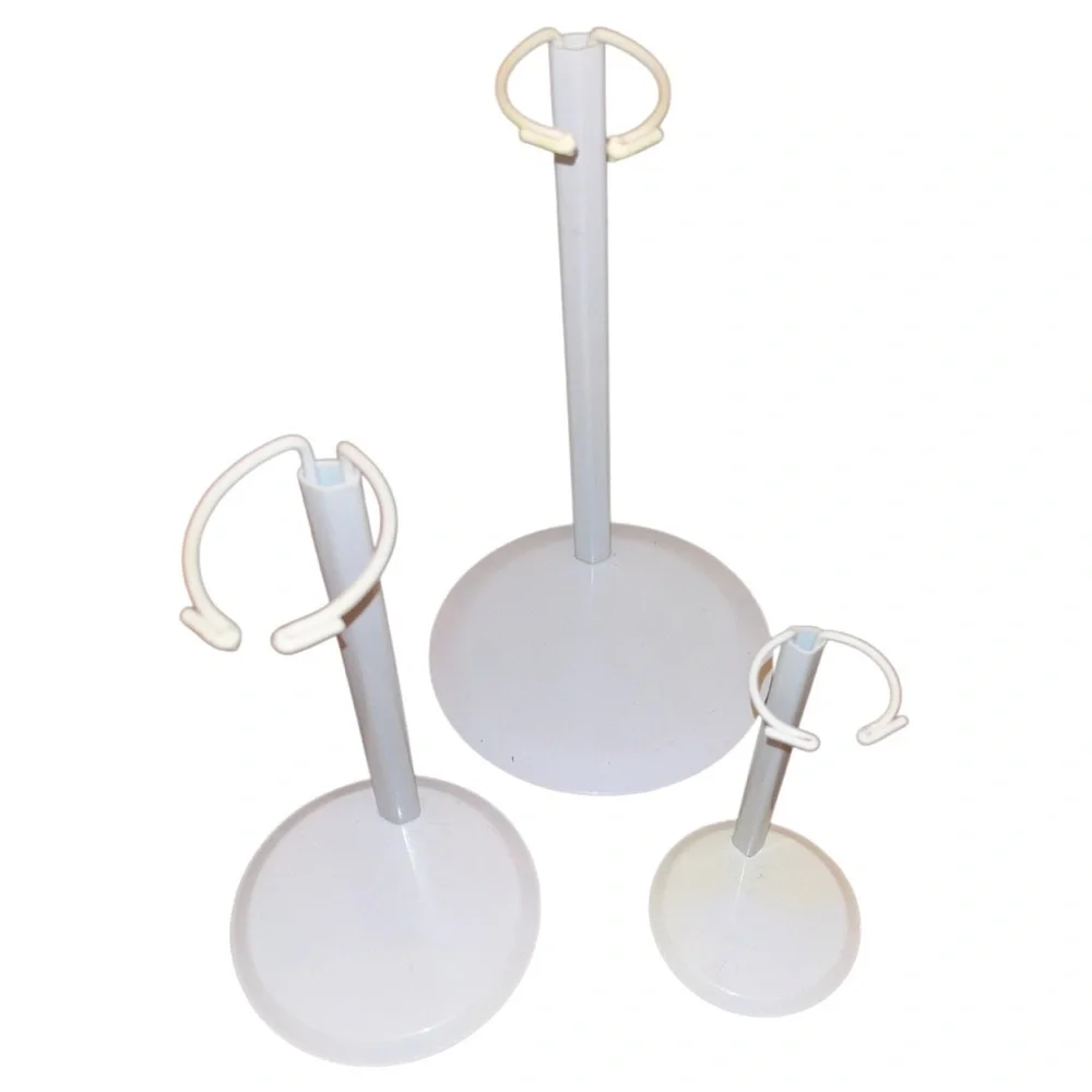 Adjustable Doll Stands Set 3 Pc Vintage Doll Accessories Doll House White